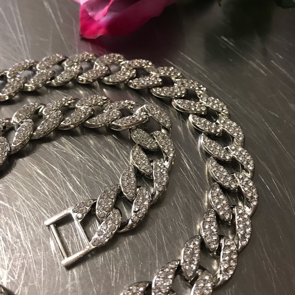 Silver Chain Necklace with Stones - Picture 2 of 6